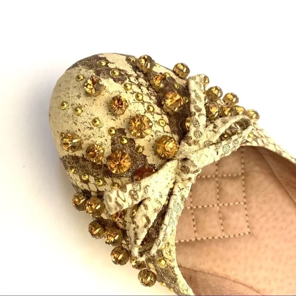Vince Camuto Snakeskin Rhinestone Embellished Flat